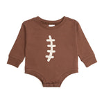 Football Lace Patch Long Sleeve Bodysuit -Brown