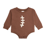 Football Lace Patch Long Sleeve Bodysuit -Brown