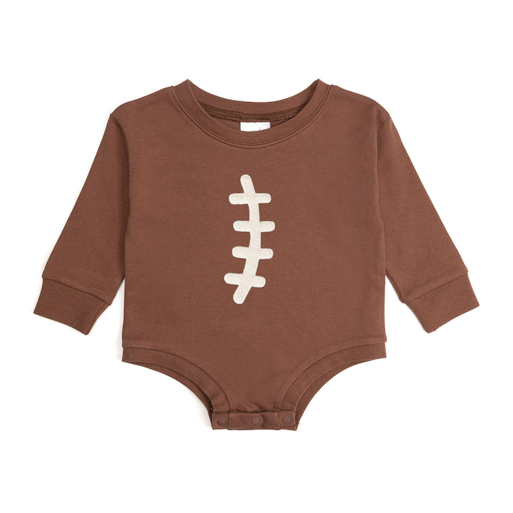 Football Lace Patch Long Sleeve Bodysuit -Brown
