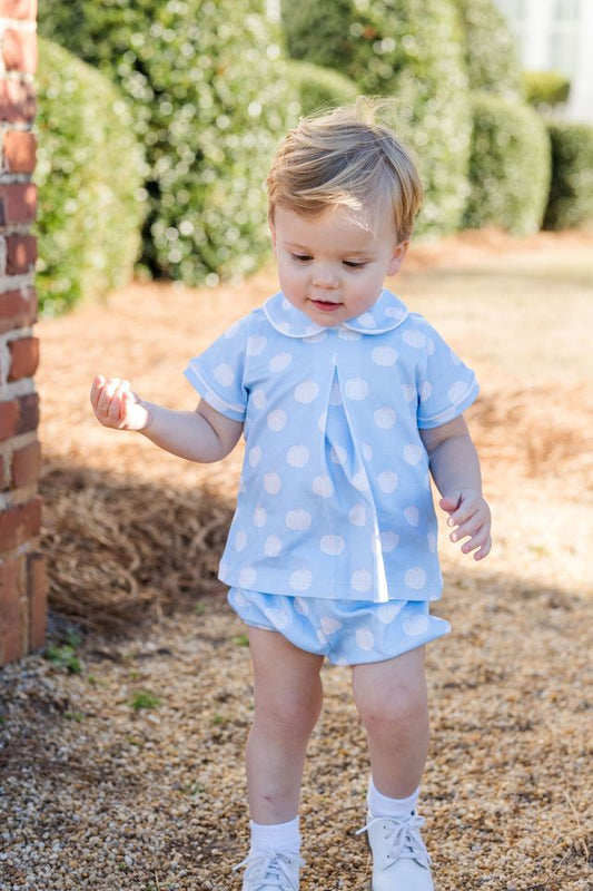 Rory Blue Pumpkins Knit Diaper Set