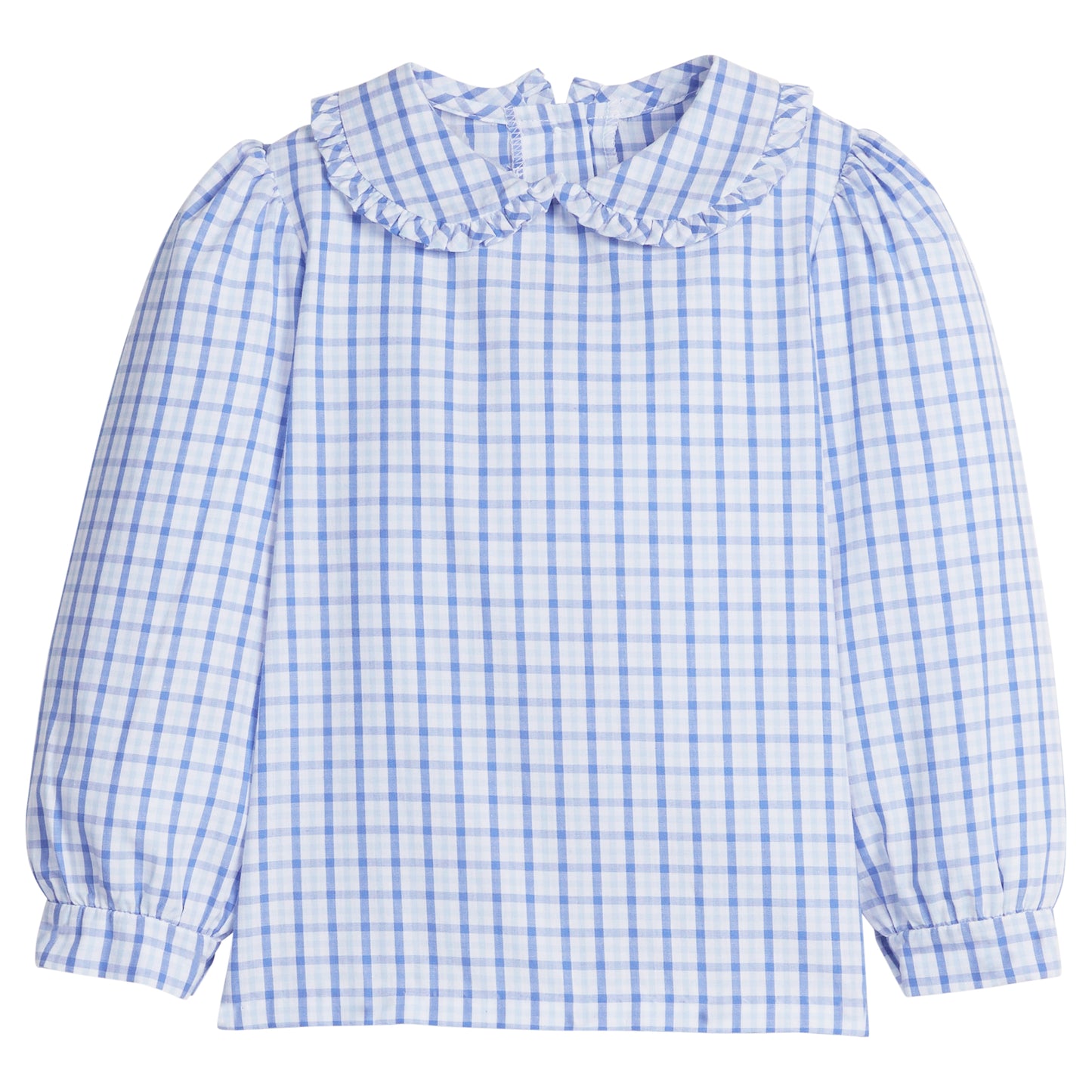 Little English Ruffled Peter Pan Blouse- Woodberry Plaid