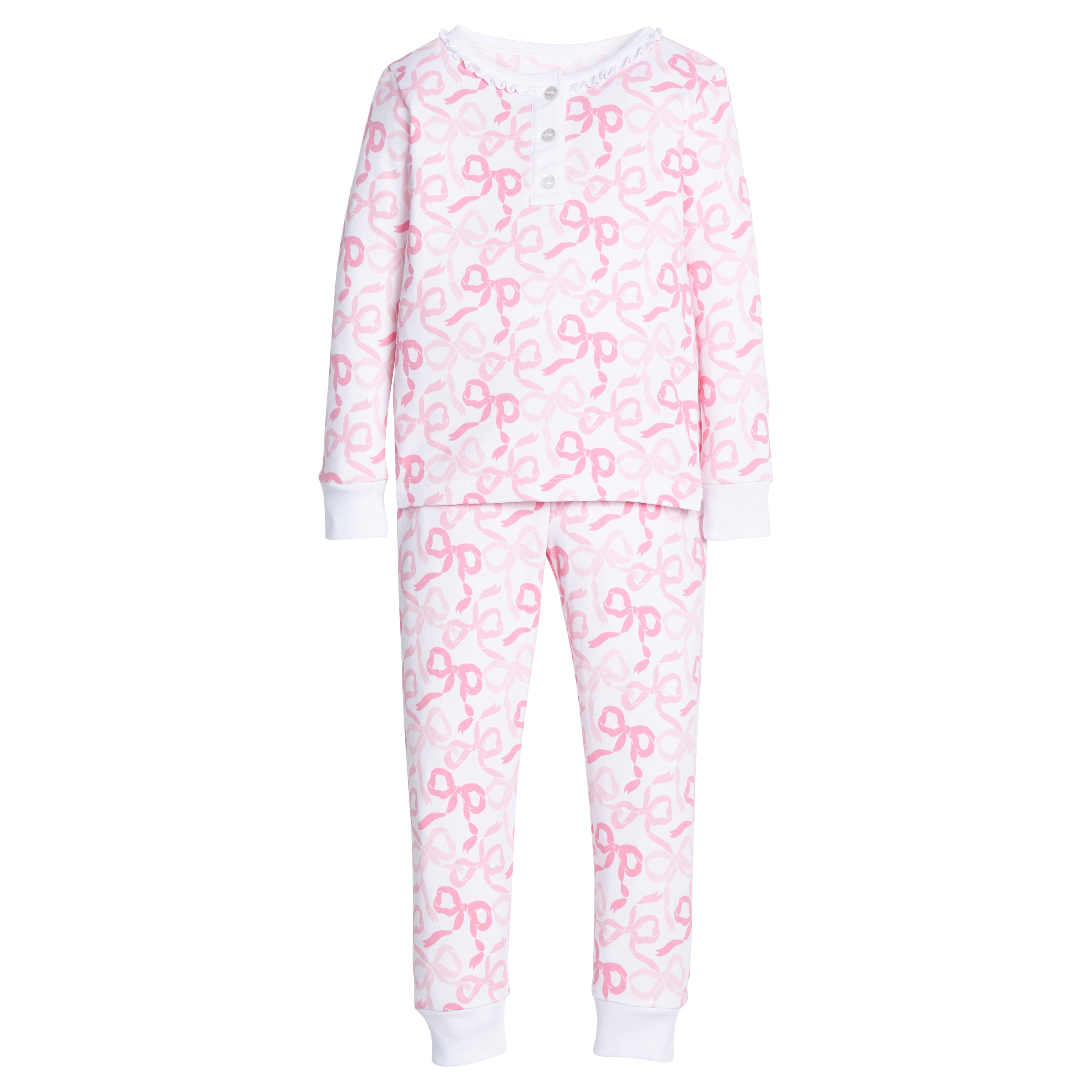Little English Ruffled Printed Jammies - Bows and Ribbons