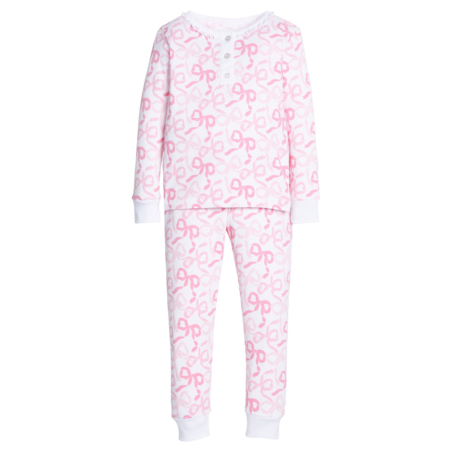 Little English Ruffled Printed Jammies - Bows and Ribbons