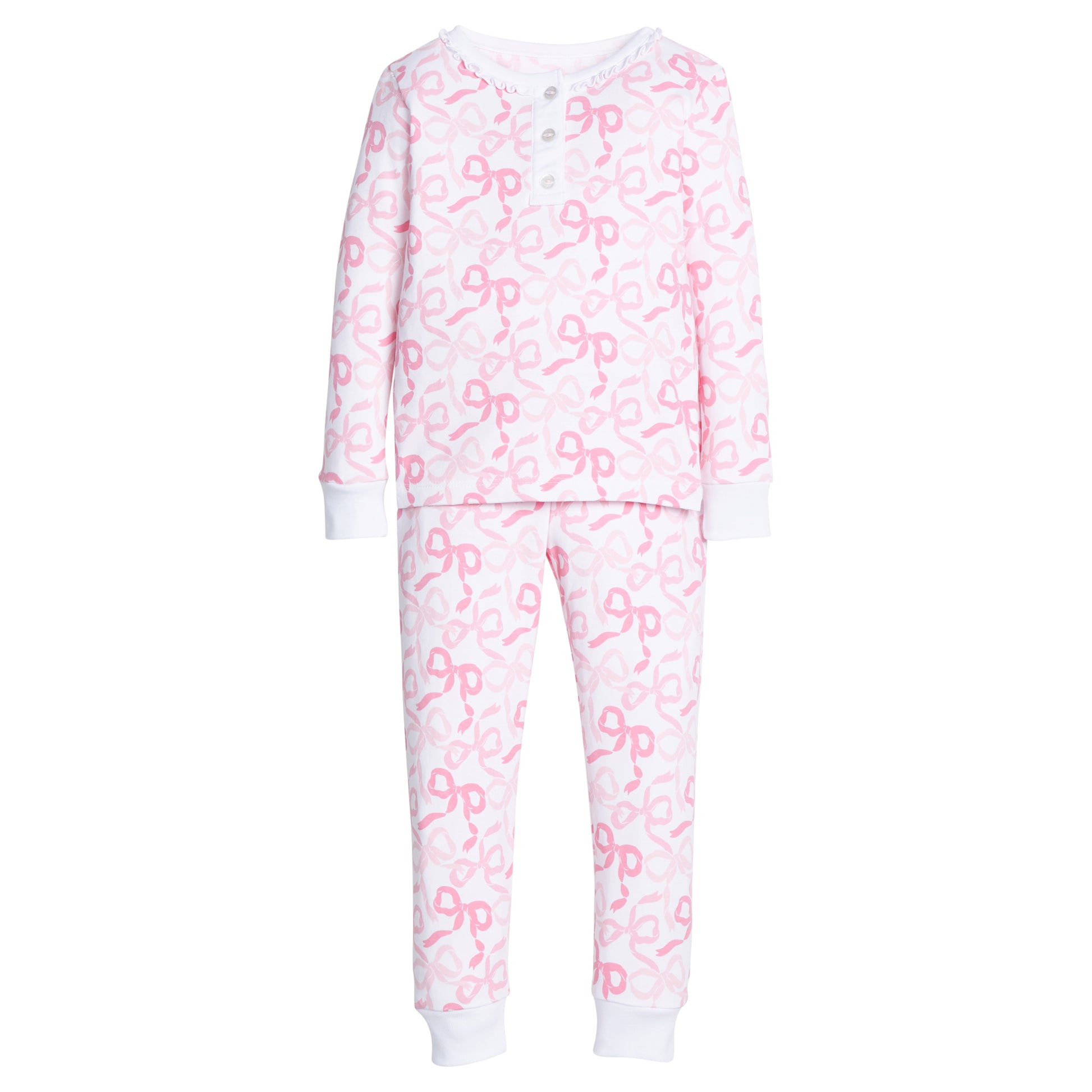 Little English Ruffled Printed Jammies - Bows and Ribbons