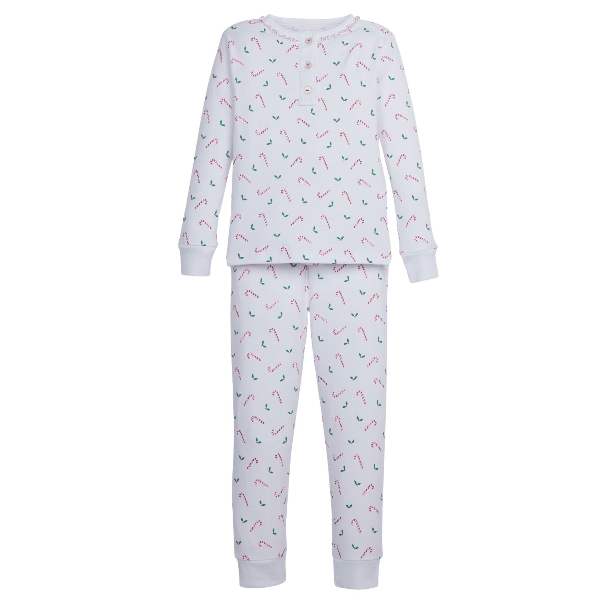 Little English Ruffled Printed Jammies - Candy Cane Lane