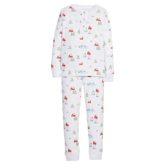 Little English Ruffled Printed Jammies - Christmas Village