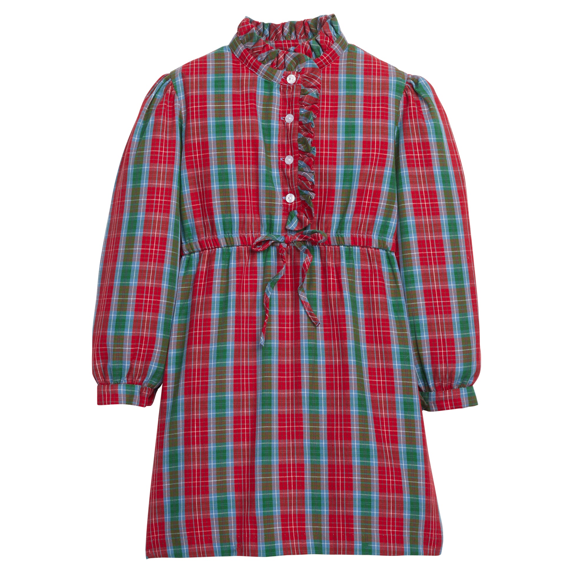 Little English Ruffled Shirt Dress - Highlands Tartan