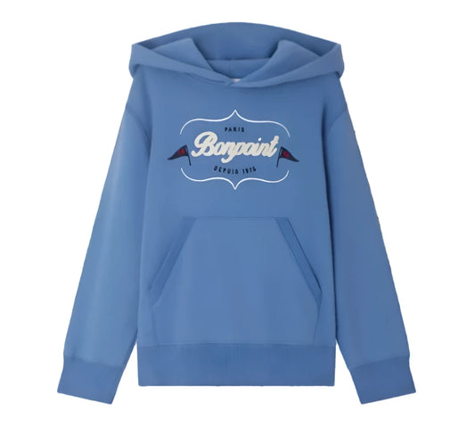 Bonpoint Barack Embroidered Hoodie Sweatshirt- Sea Blue