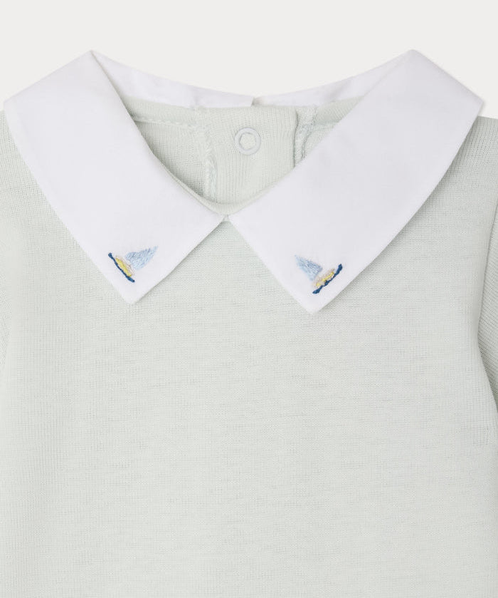 Juillet Hand Embroidered Sailboat Bodysuit