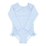 Minnow Oasis Blue Gingham One Piece Rash Guard