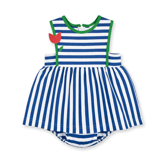 Florence Eiseman Stripe Knit Romper With Tulip