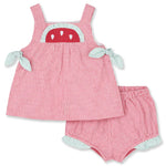 Florence Eiseman Check Seersucker Dress and Bloomers With Watermelon