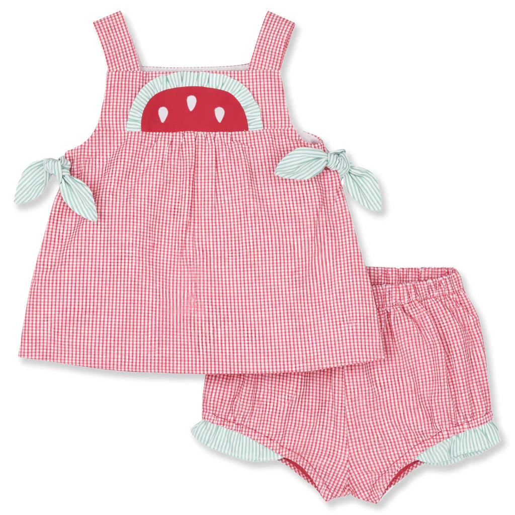 Florence Eiseman Check Seersucker Dress and Bloomers With Watermelon