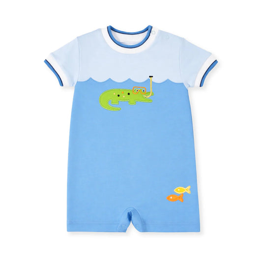 Florence Eiseman Knit Shortall With Scuba Alligator