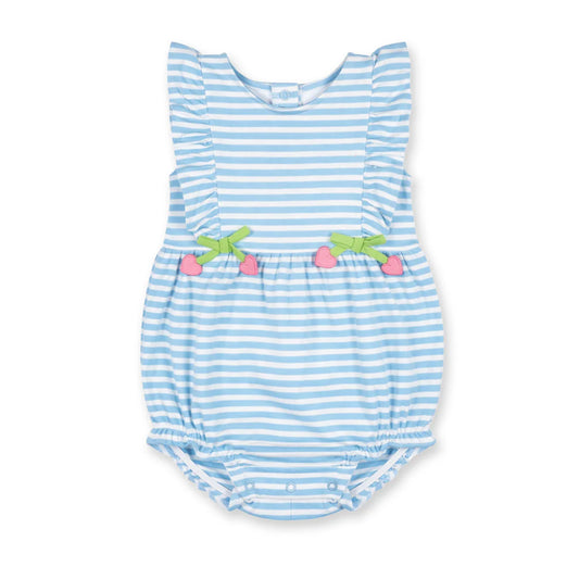 Florence Eiseman Stripe Knit Romper With Heart Cherries