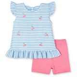 Florence Eiseman Knit Short Set With Embroidered Heart Cherries