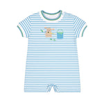 Florence Eiseman Stripe Knit Shortall With Painting Dog