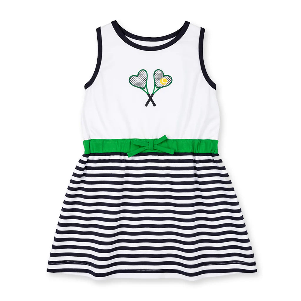 Florence Eiseman Stripe Knit Dress With Tennis Rackets