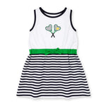 Florence Eiseman Stripe Knit Dress With Tennis Rackets