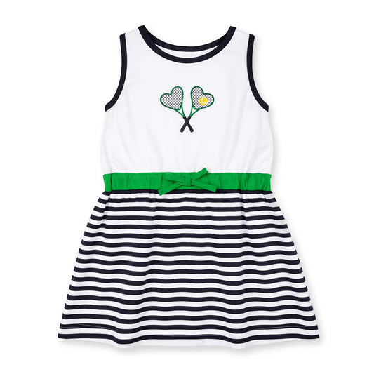 Florence Eiseman Stripe Knit Dress With Tennis Rackets