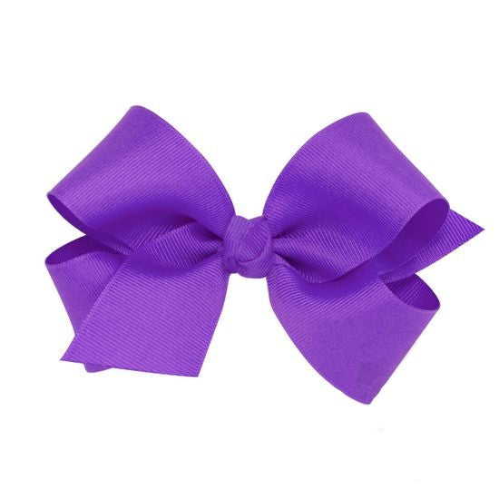 Wee Ones Medium Grosgrain Hair Bow with Center Knot - Purple