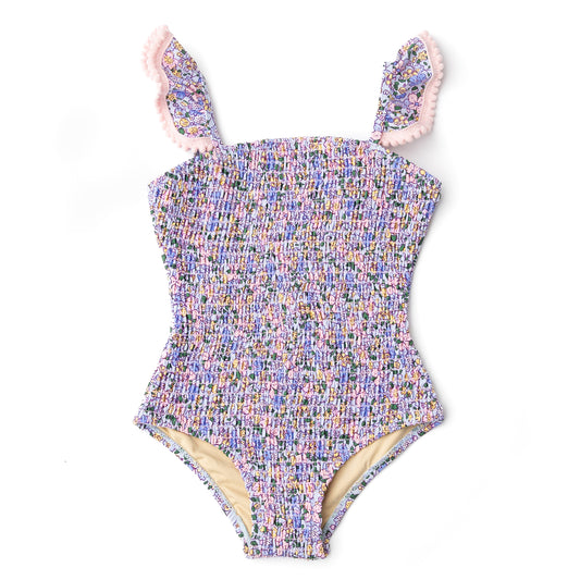 Shade Critters Smocked One Piece Swimsuit - Blue Blossoms