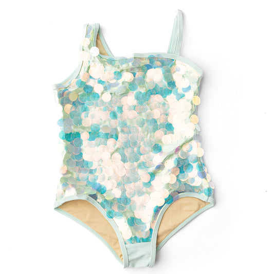 Shade Critters Pailletes One Shoulder Swimsuit - Mint