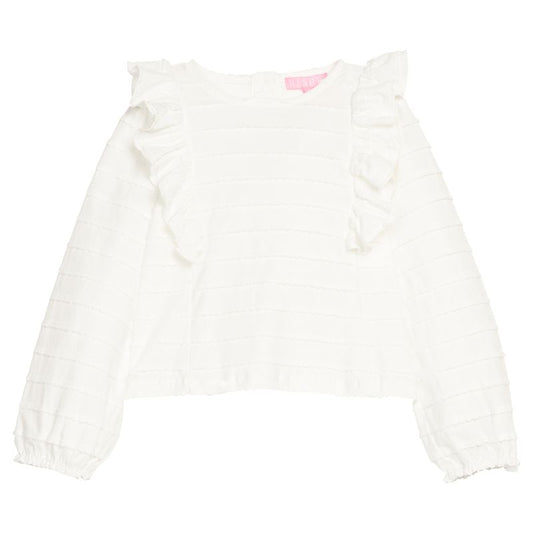 Ruffle Blouse- White Scallop