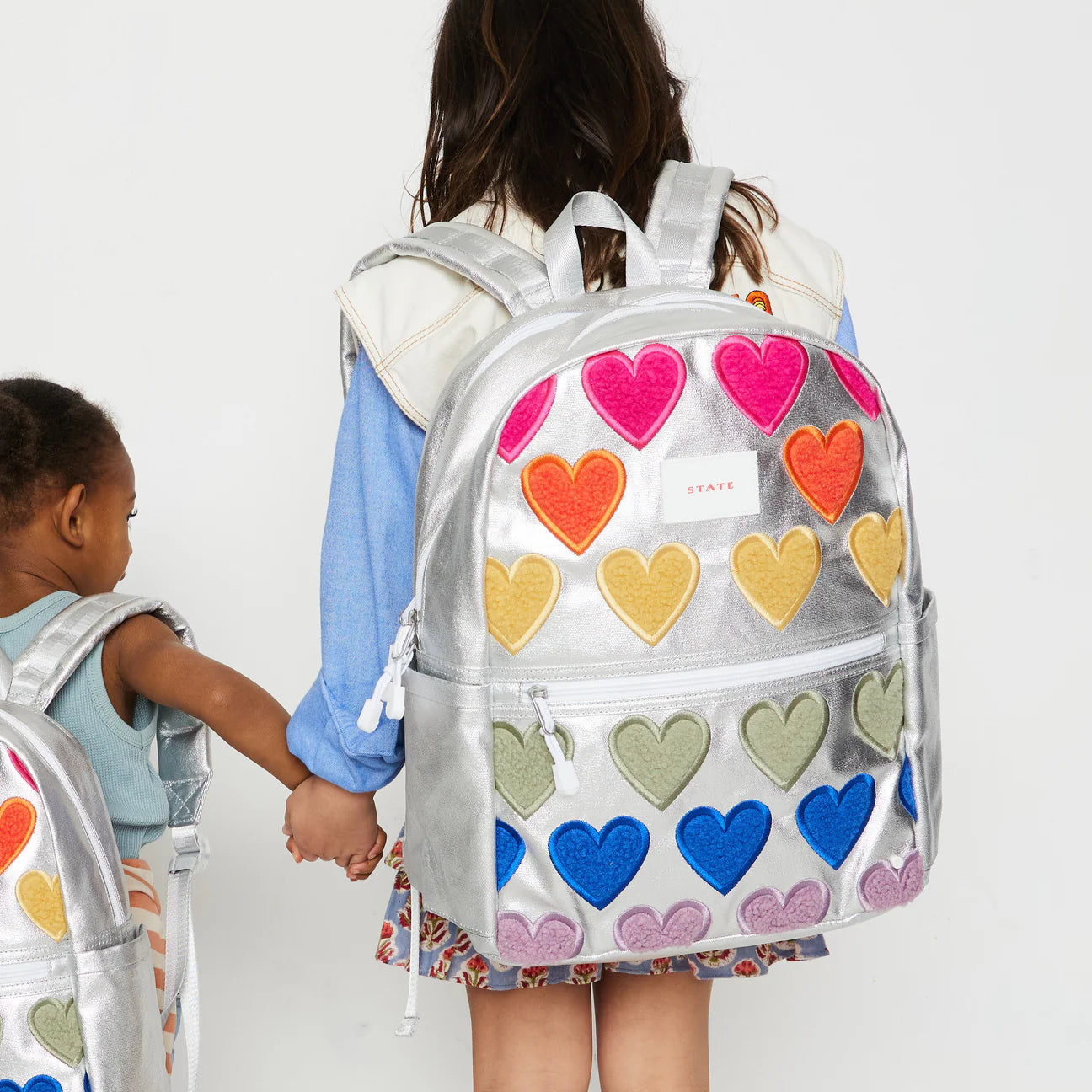 State Kane Double Pocket Backpack- Fuzzy Hearts