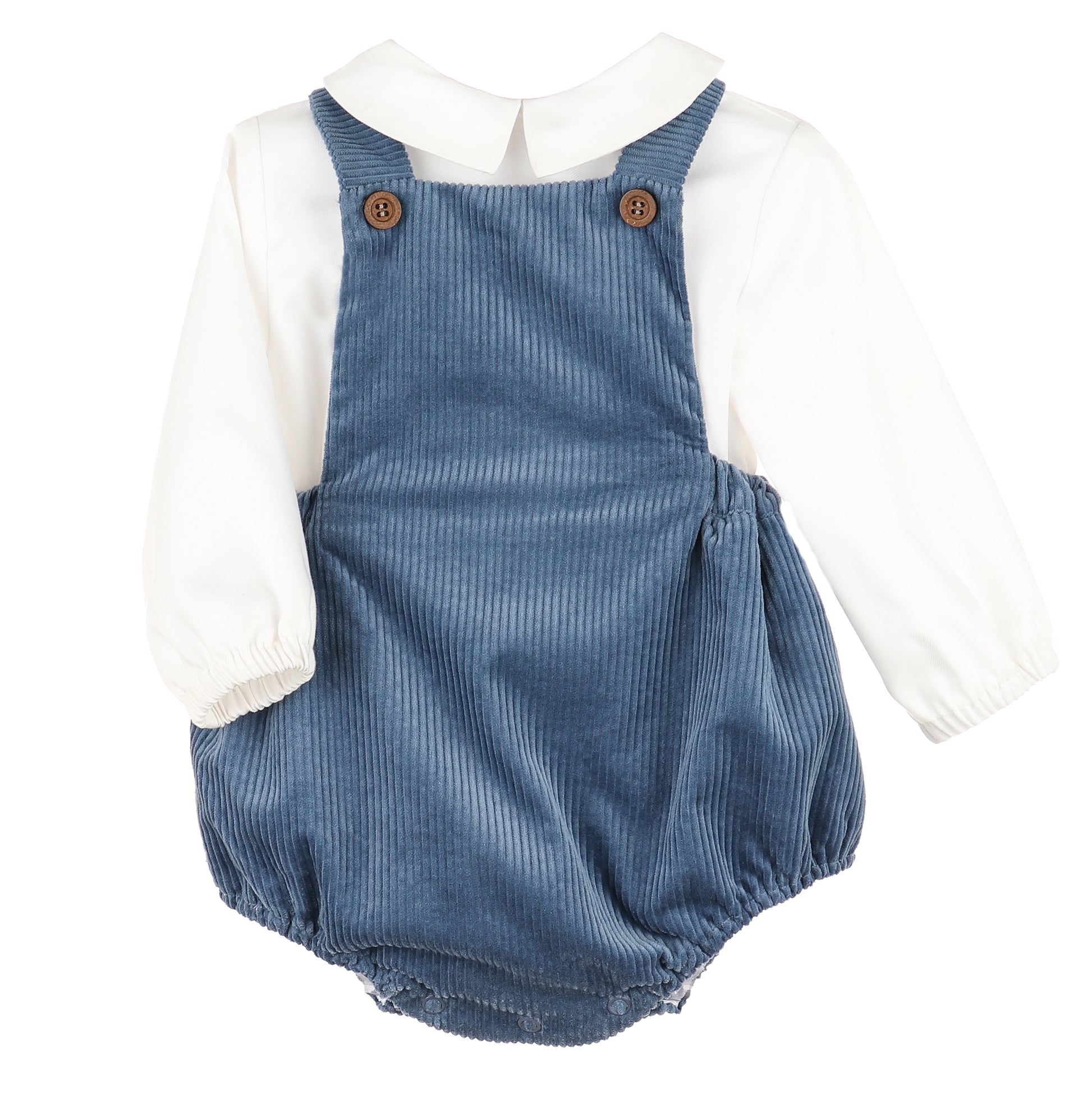 Sophie and Lucas Patrick Plush Cord Overall- Blue 