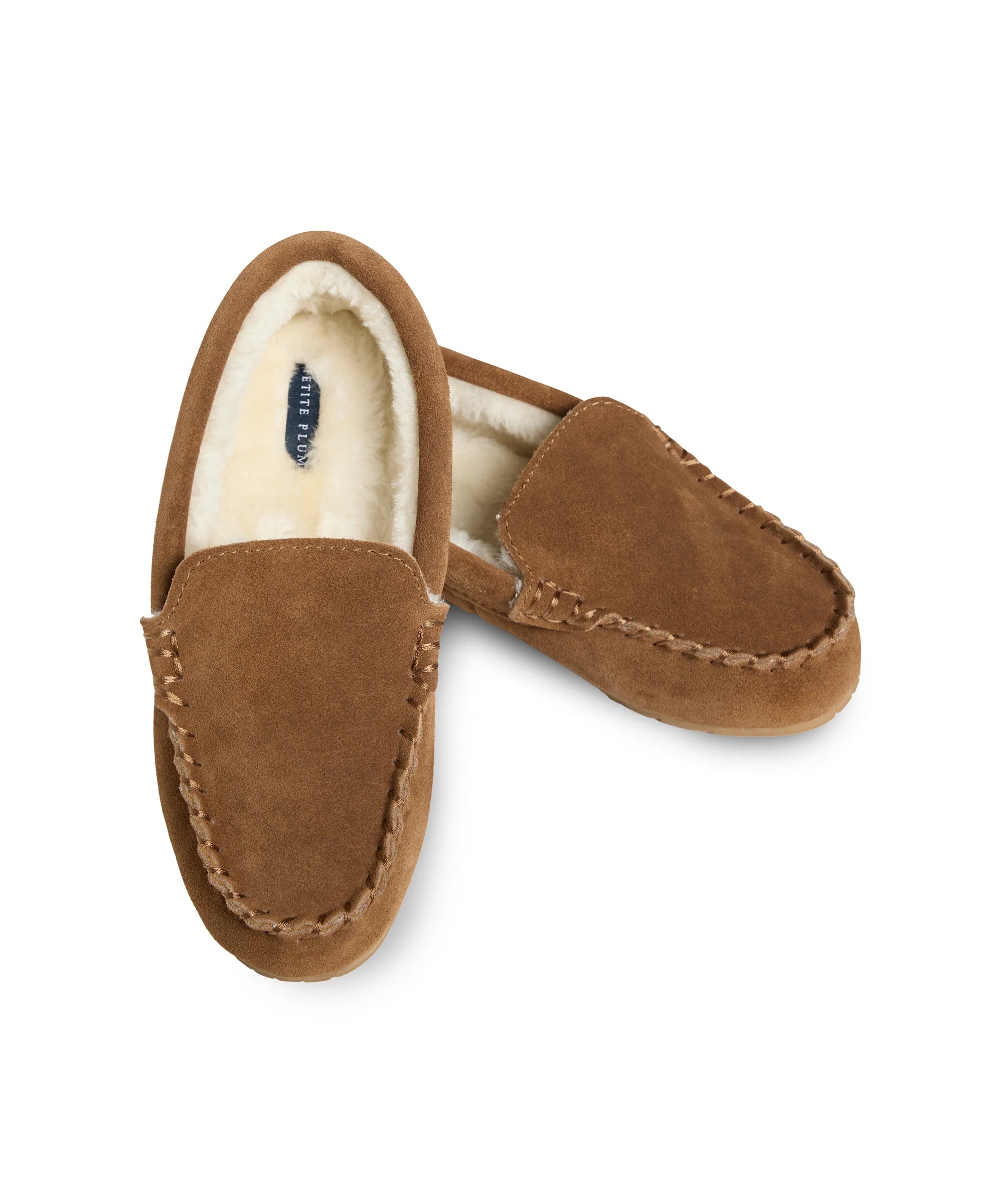 Petite Plume Kid's Suede Slippers - Tan