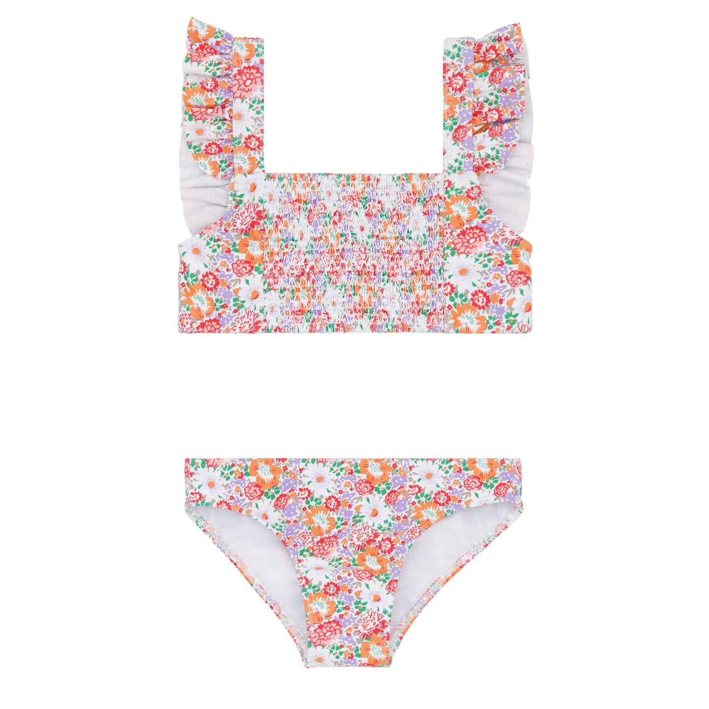 Minnow Island Blossom Smocked Ruffle Strap Bikini