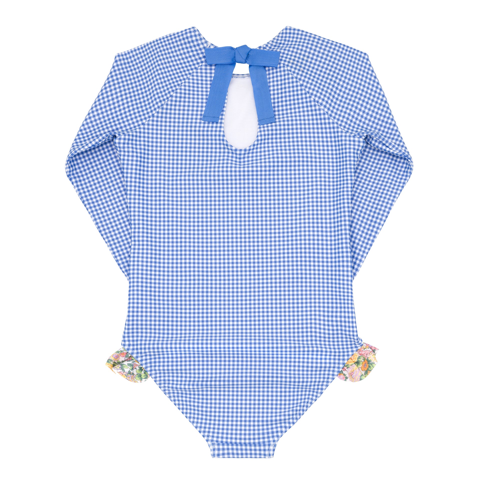 Minnow Sky Blue Gingham Rashguard One Piece