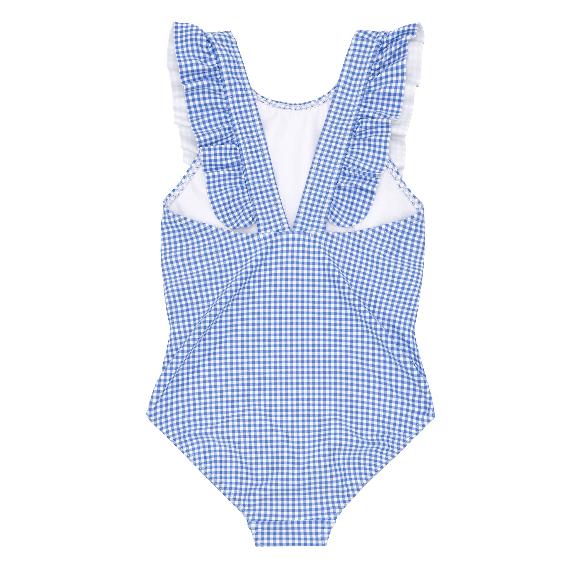 Minnow Sky Blue Gingham Ruffle One Piece