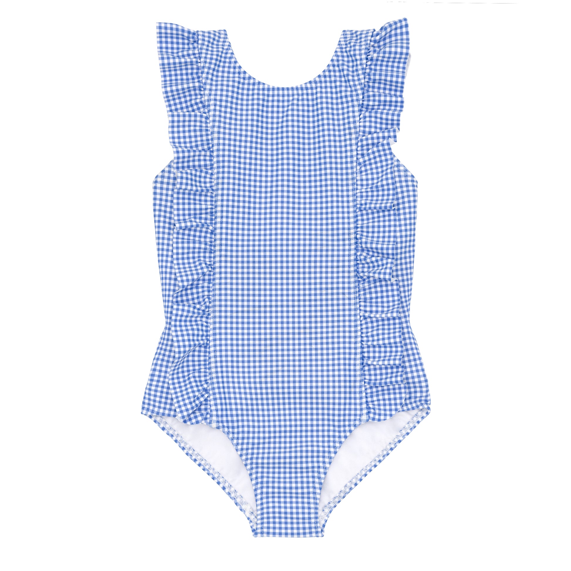 Minnow Sky Blue Gingham Ruffle One Piece