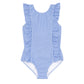 Minnow Sky Blue Gingham Ruffle One Piece