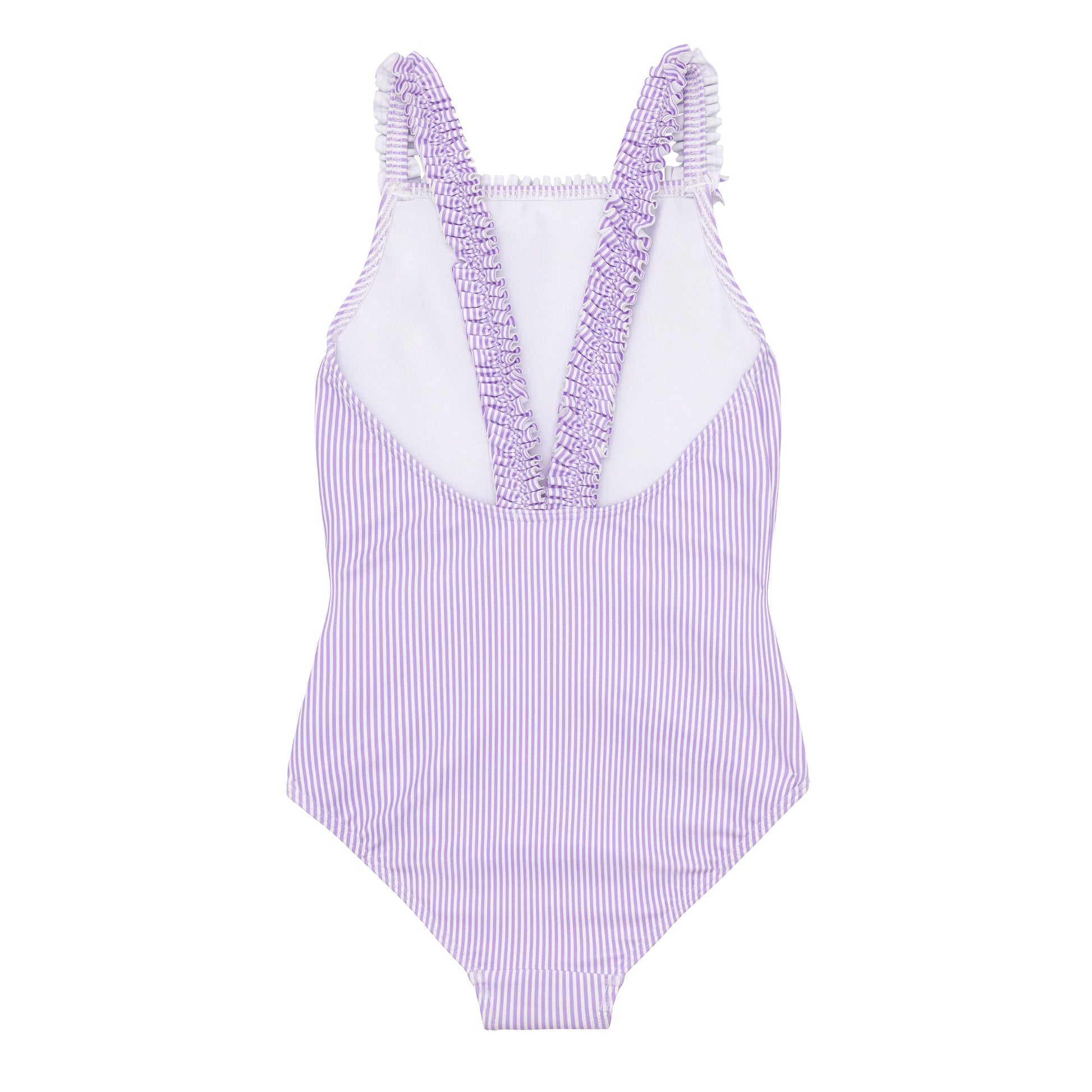 Minnow Lavender Stripe Ruched Strap One Piece