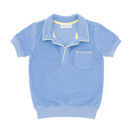 Clearwater Blue French Terry Polo Shirt