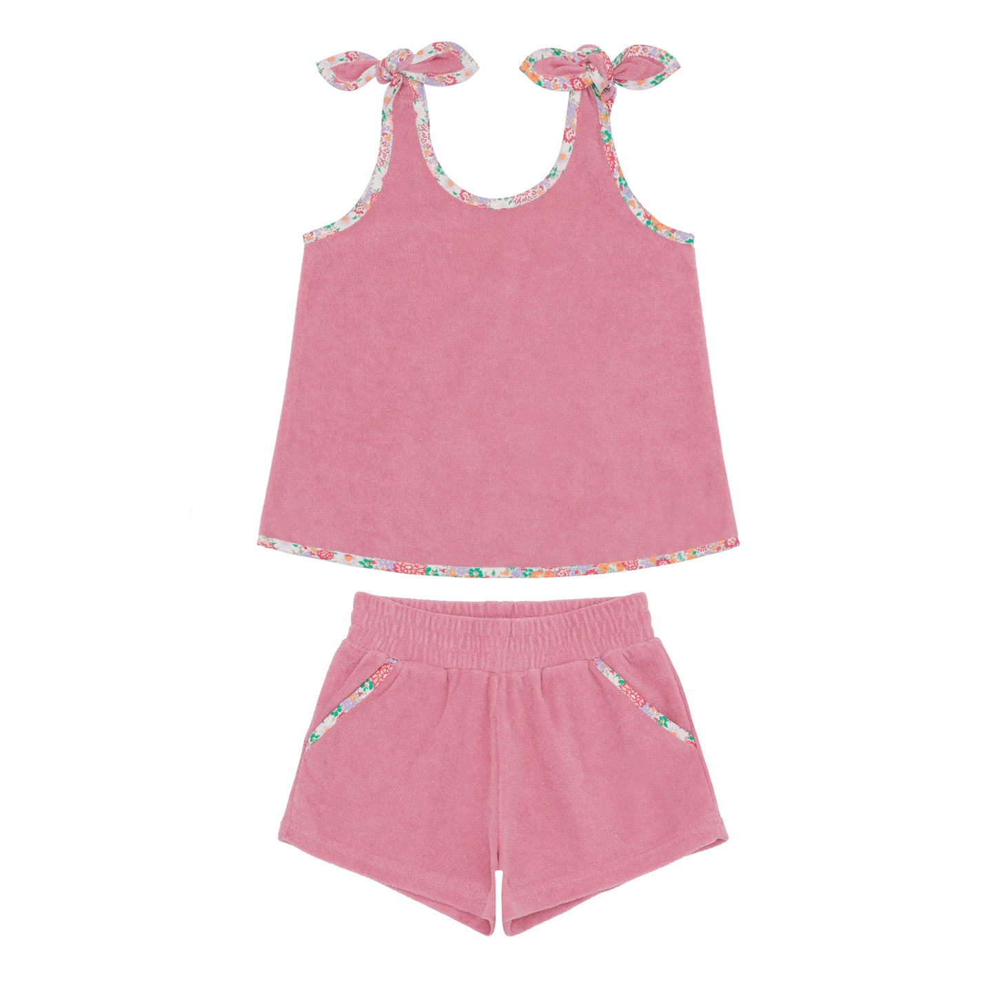 Pink Sands French Terry Tie-Knot Tank Top Set