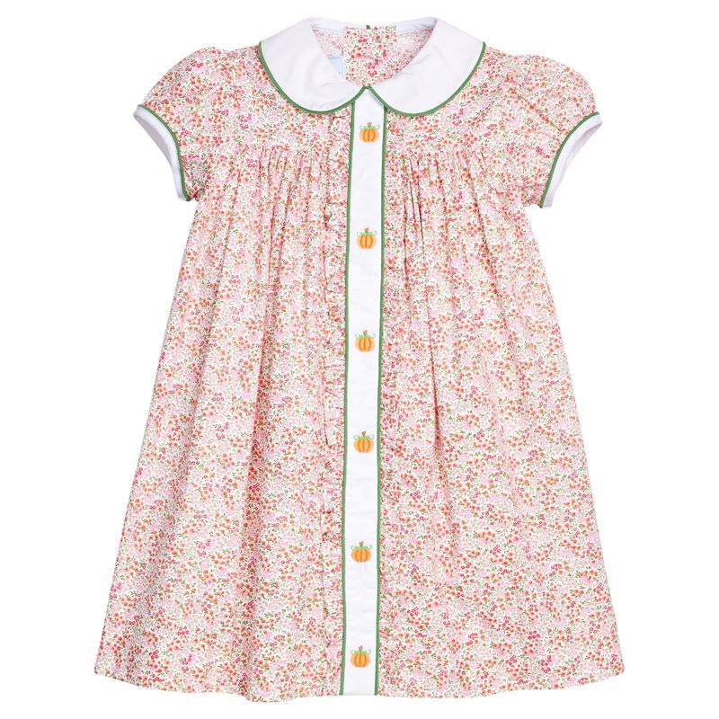 Little English Ruffled Sally Dress- Pumpkins