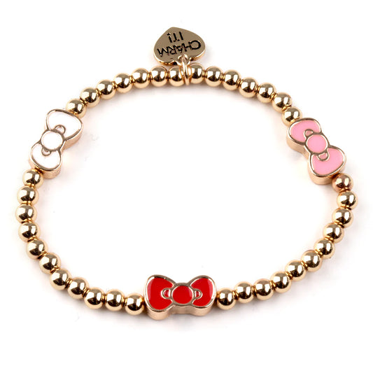 CHARM IT! Gold Hello Kitty Bow Stretch Bead Bracelet