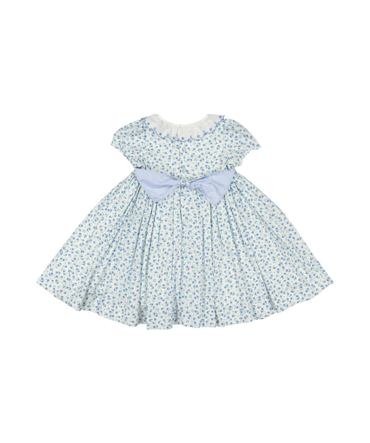 Isadora Floral Blue Short Puff Dress