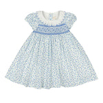 Antionette Paris Isadora Floral Blue Short Puff Dress