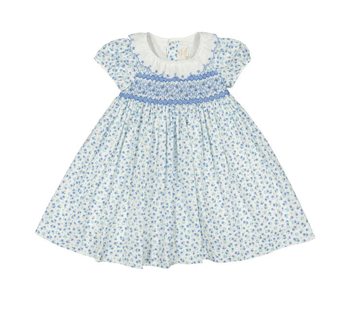 Antionette Paris Isadora Floral Blue Short Puff Dress