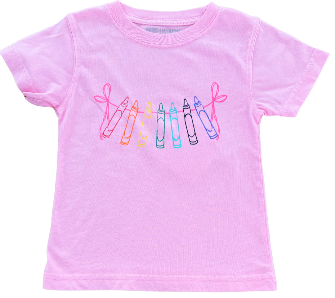 Mustard & Ketchup Pink Crayons with Bows T-Shirt