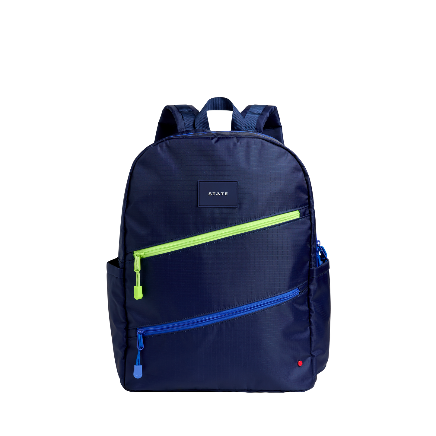State Kane Double Pocket Large Backpack- Navy Diagonal Zipper