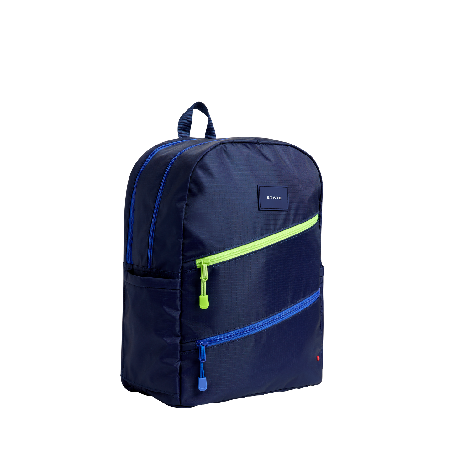 State Kane Double Pocket Large Backpack- Navy Diagonal Zipper