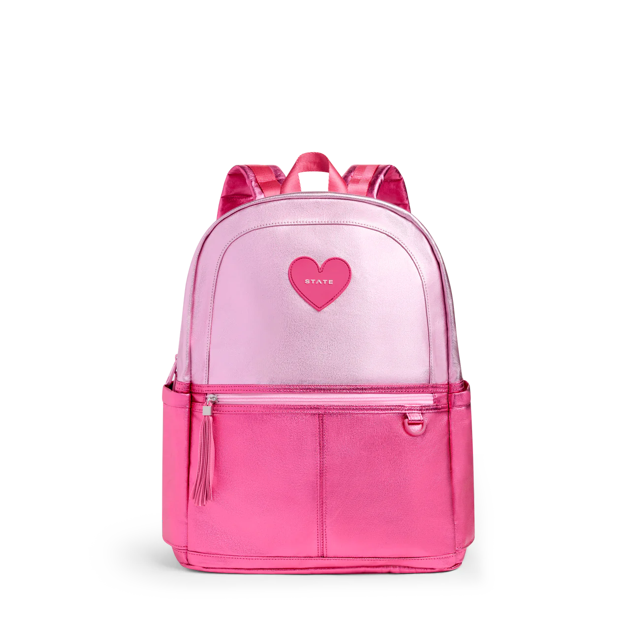 State Kane Double Pocket Backpack- Pink and Hot Pink Color Block