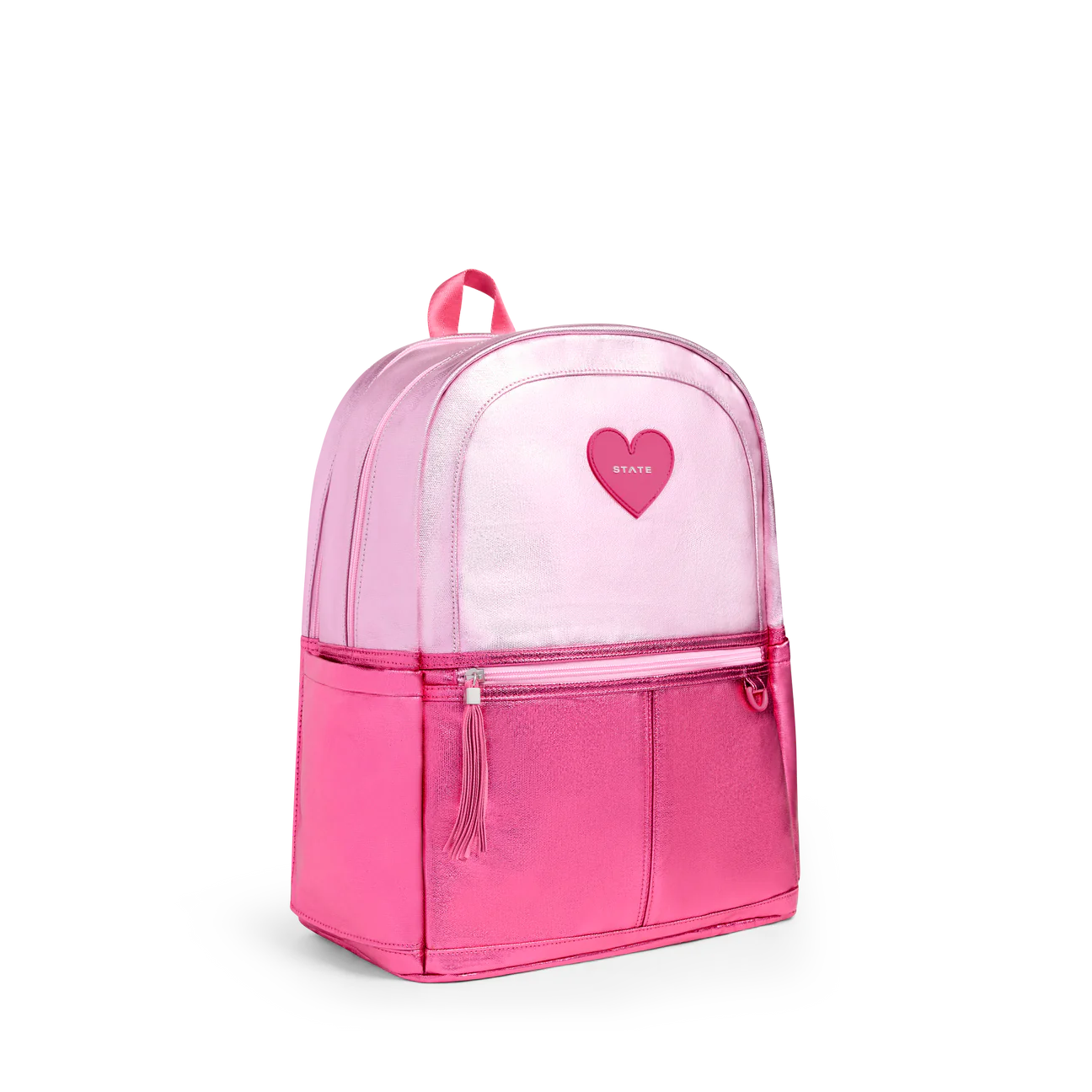 State Kane Double Pocket Backpack- Pink and Hot Pink Color Block