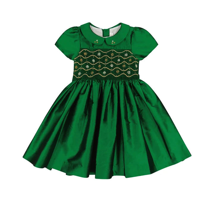 Antionette Paris Stella Green Silk Smocked Dress